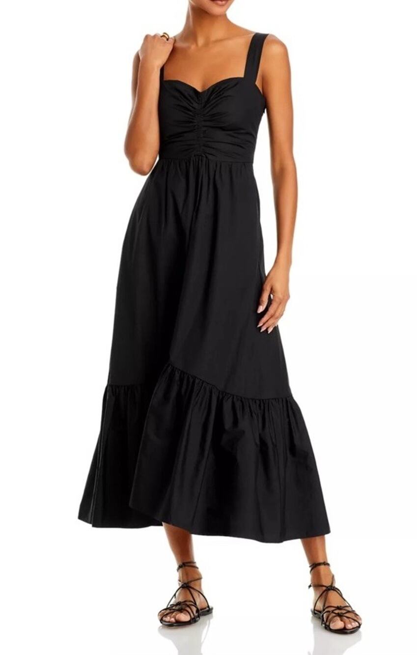 NWT A.L.C. Lilah II Cotton Midi Dress Black - Size 4 (Original Price $495)